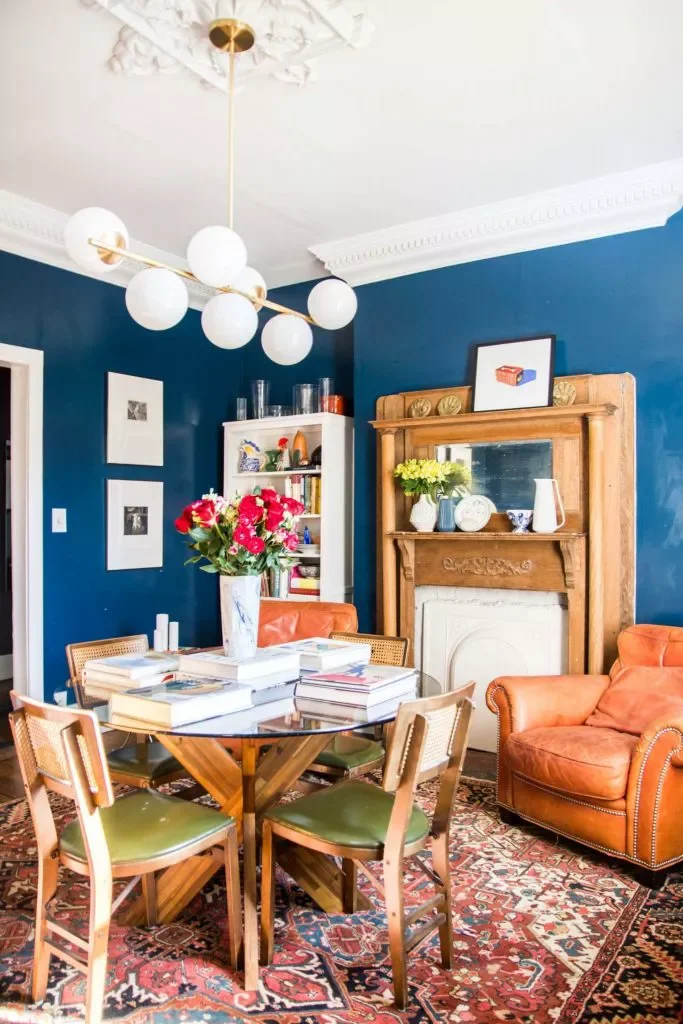 40 Beautiful Blue Dining Rooms You'll Want to Recreate 17 A Bit of Orange