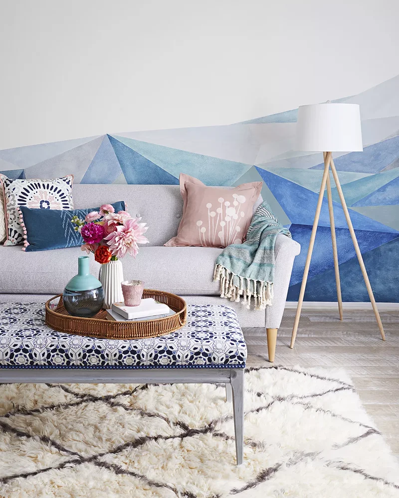 37 Accent Wall Ideas to Completely Transform Your Living Room 35 A Geometric Mural