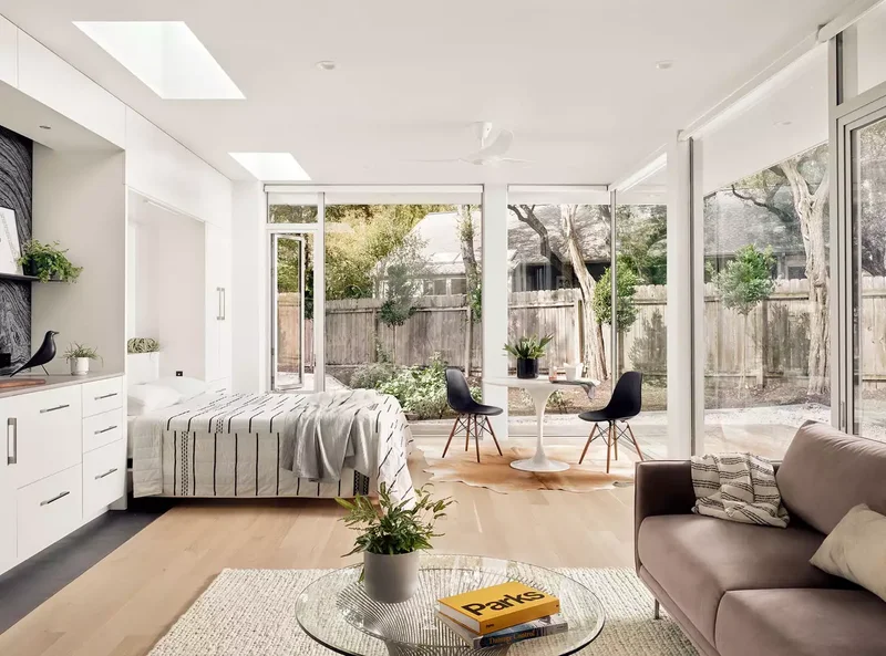 33 Space-Saving Murphy Bed Ideas We Love for Your Home 13 ADU Murphy Bed (Open)