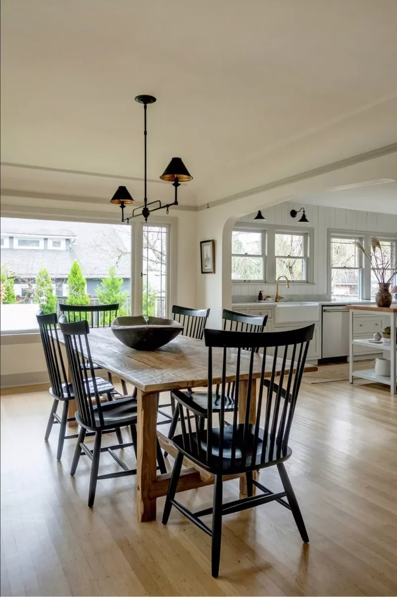 32 Modern Farmhouse Dining Room Ideas for Rustic Warmth 11 Accent With Black