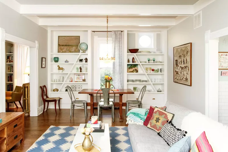 35 Open Floor Plan Design Ideas to Create Beautiful Flow 25 Add Built-In Shelving