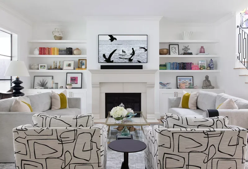 30 Black-and-White Living Room Ideas That Look Stunning 7 Add Color With Decor