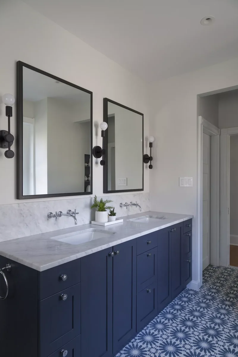 25 Stunning Double Vanity Bathroom Ideas You'll Adore 19 Add Color With Floors