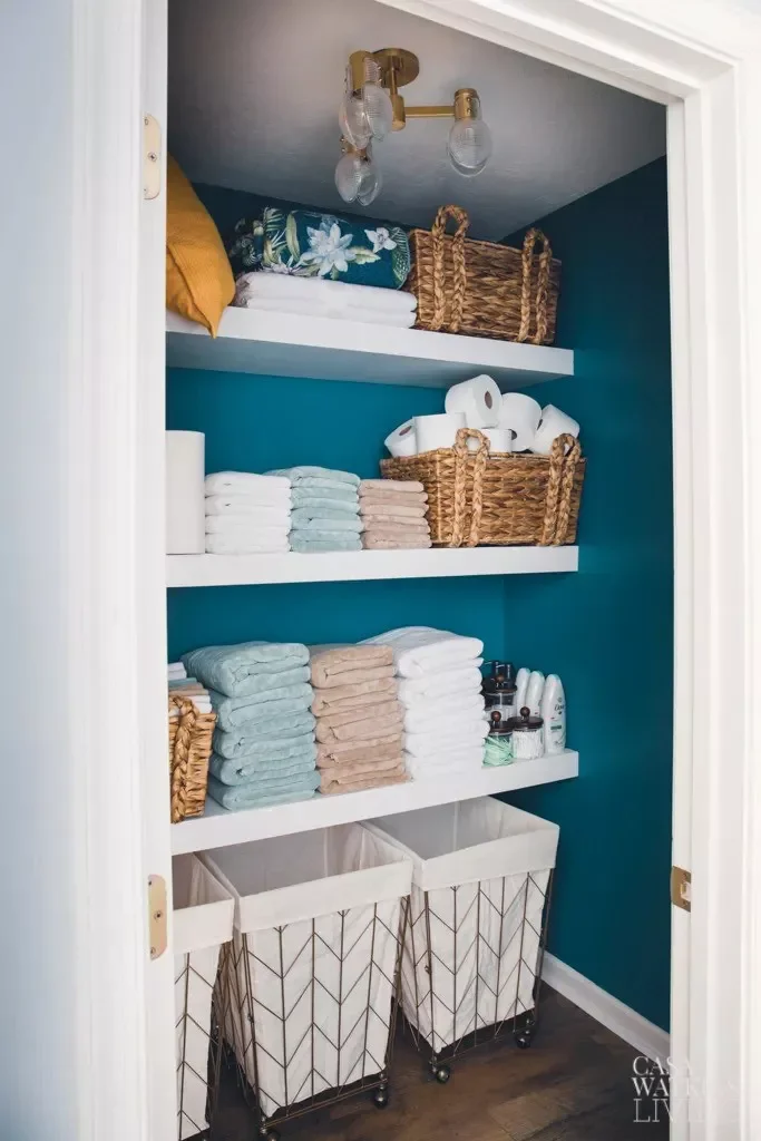 12 Beautiful Reach-In Closet Ideas for Your Next Makeover 3 Add Floating Shelves