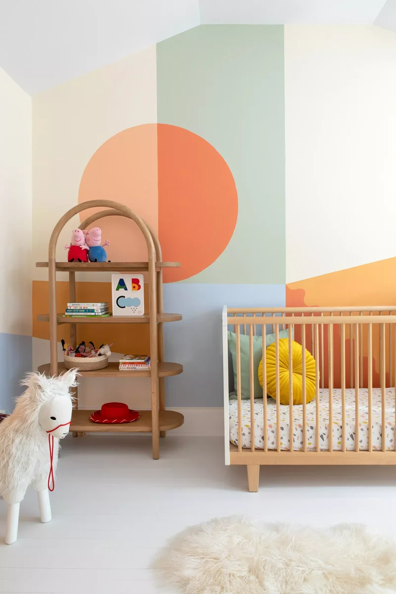 43 Nursery Design Ideas for a Charming Baby Room Space 22 Add Geometric Wall Art