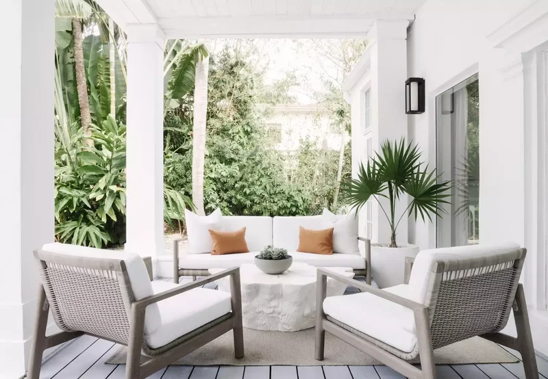 18 Amazing Outdoor Dining Ideas for Your Dream Backyard 7 Add Minimal Pops of Color