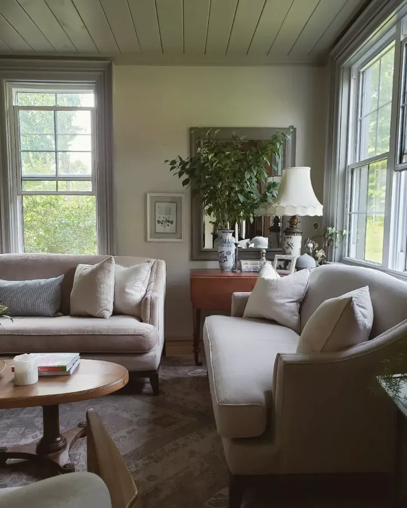 40 Cozy and Inviting Country Living Room Design Ideas 7 Add Shiplap to the Ceiling