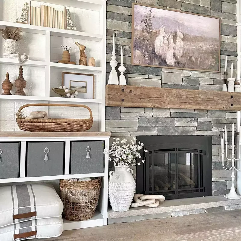22 Beautiful Farmhouse TV Stand Styling Ideas You'll Love 13 Add Wooden Accents