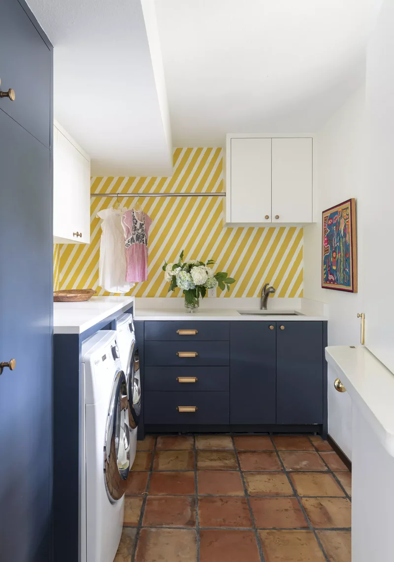 53 Stylish Small Laundry Room Ideas That Work Beautifully 38 Add a Colorful Backsplash