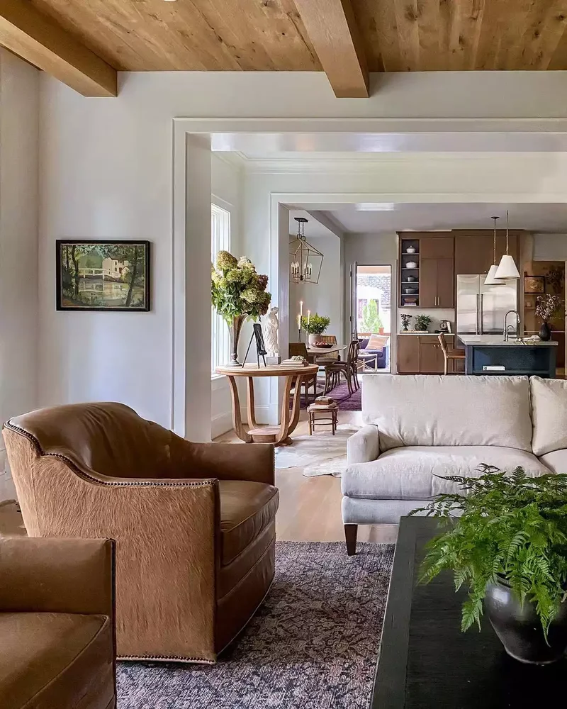 20 Stunning Wood Ceiling Design Ideas for Every Room 17 Add a Few Beams