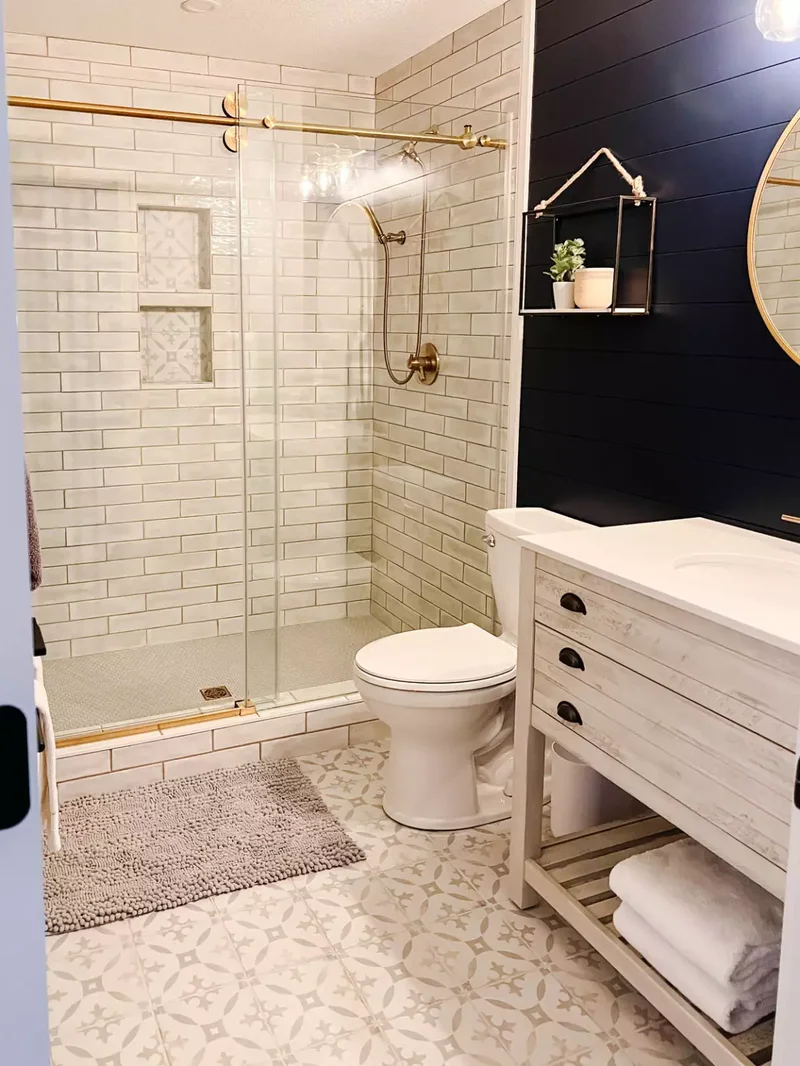 24 Basement Bathroom Design Ideas for Any Style & Budget 13 Add a Shiplap Accent Wall