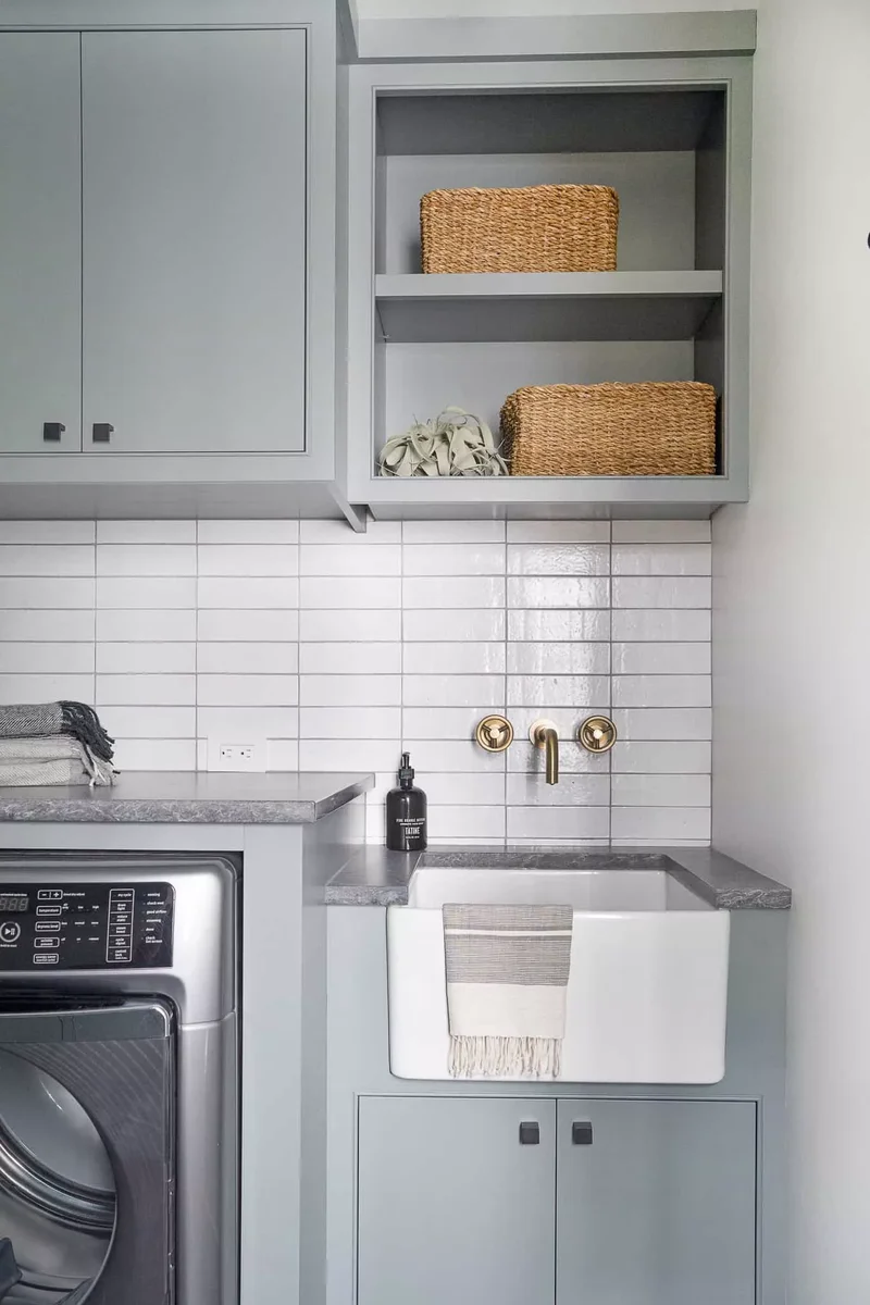 53 Stylish Small Laundry Room Ideas That Work Beautifully 39 Add a Small Farmhouse Sink