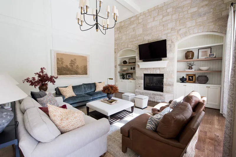 35 Spacious Living Room Ideas That Will Wow Your Guests 13 Add a Stone Accent Wall