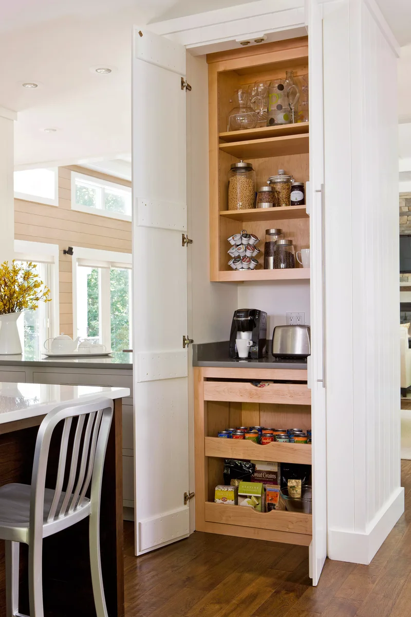 35 Walk-In Pantry Ideas to Maximize Your Storage Space 3 Add an Appliance Garage
