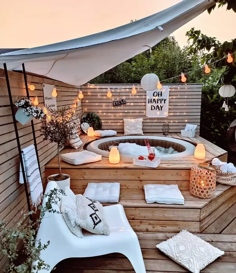 20 Budget-Friendly No-Grass Backyard Ideas You'll Love 7 An Affordable Hot Tub Deck