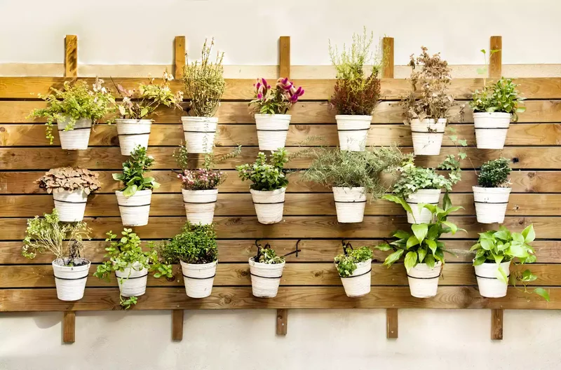 31 Creative Vertical Garden Designs for Your Home 18 Arrange Pots in Even Rows on a Fence