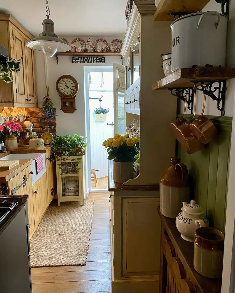 Artful Plate Display in Farmhouse Kitchen
