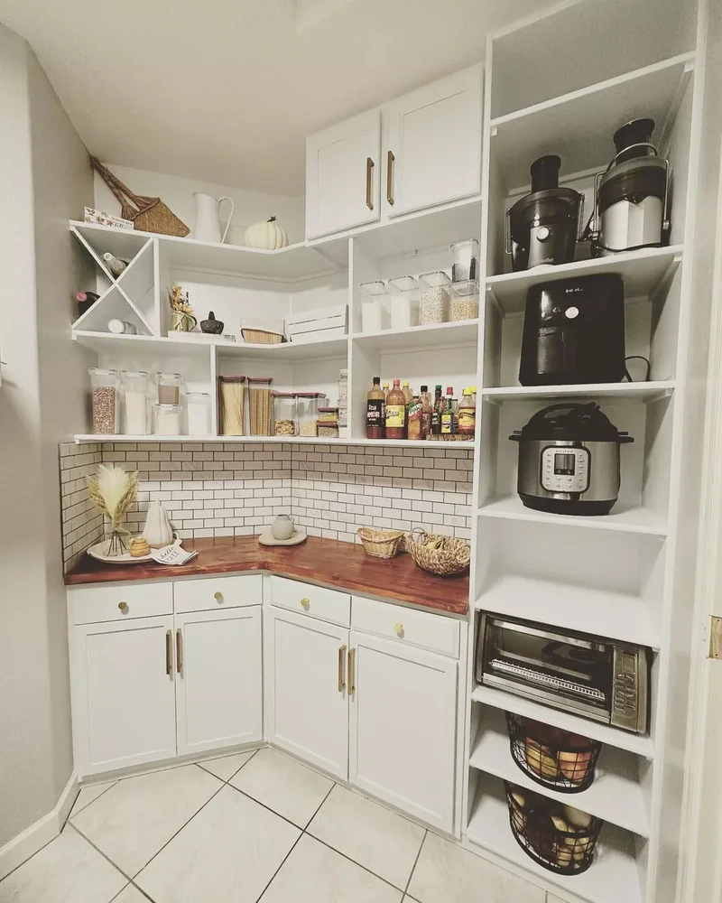 37 Corner Pantry Solutions That Boost Space and Design 13 Backsplash in Corner Pantry