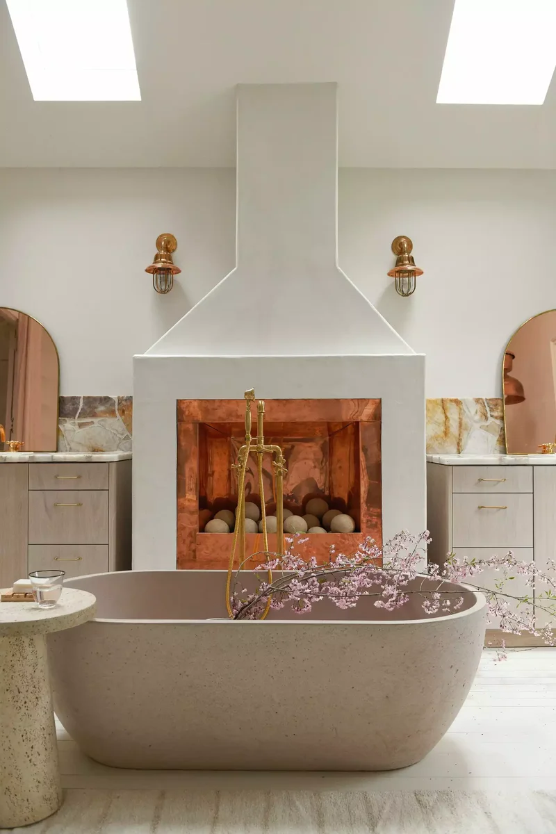 67 Fireplace Designs for a Cozy Focal Point in Your Space 13 Bathroom Fireplace