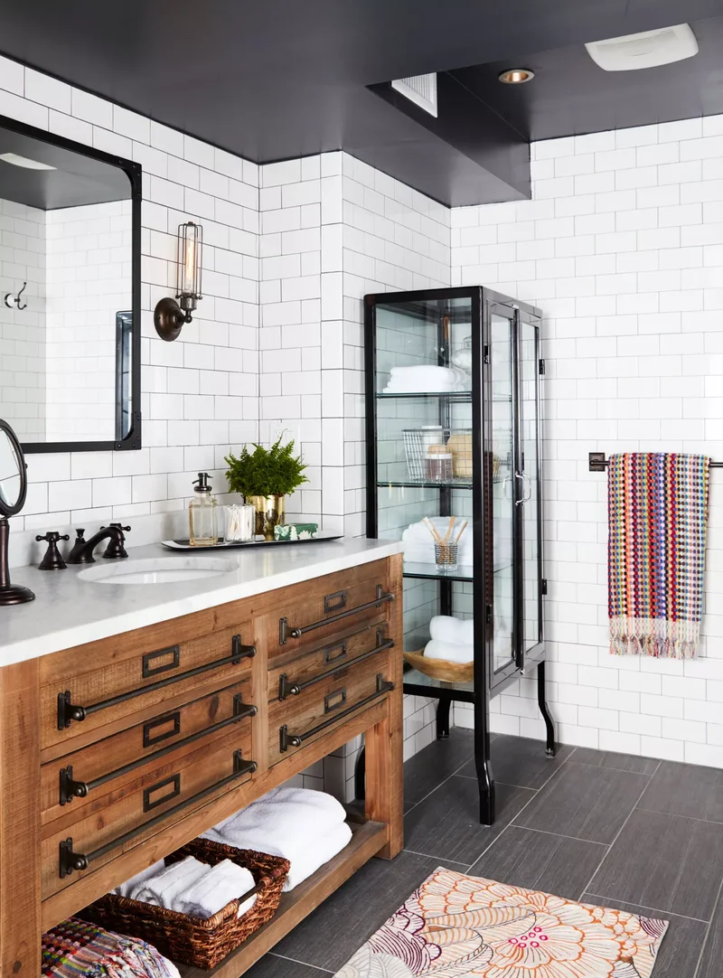 31 Stunning Black and White Bathroom Design Ideas 31 Bathroom with Black Ceiling