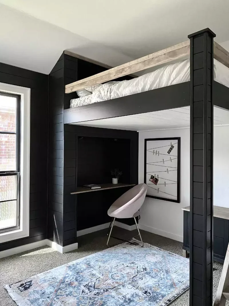 17 DIY Loft Bed Solutions to Maximize Your Small Room Space 13 Black DIY Loft Bed