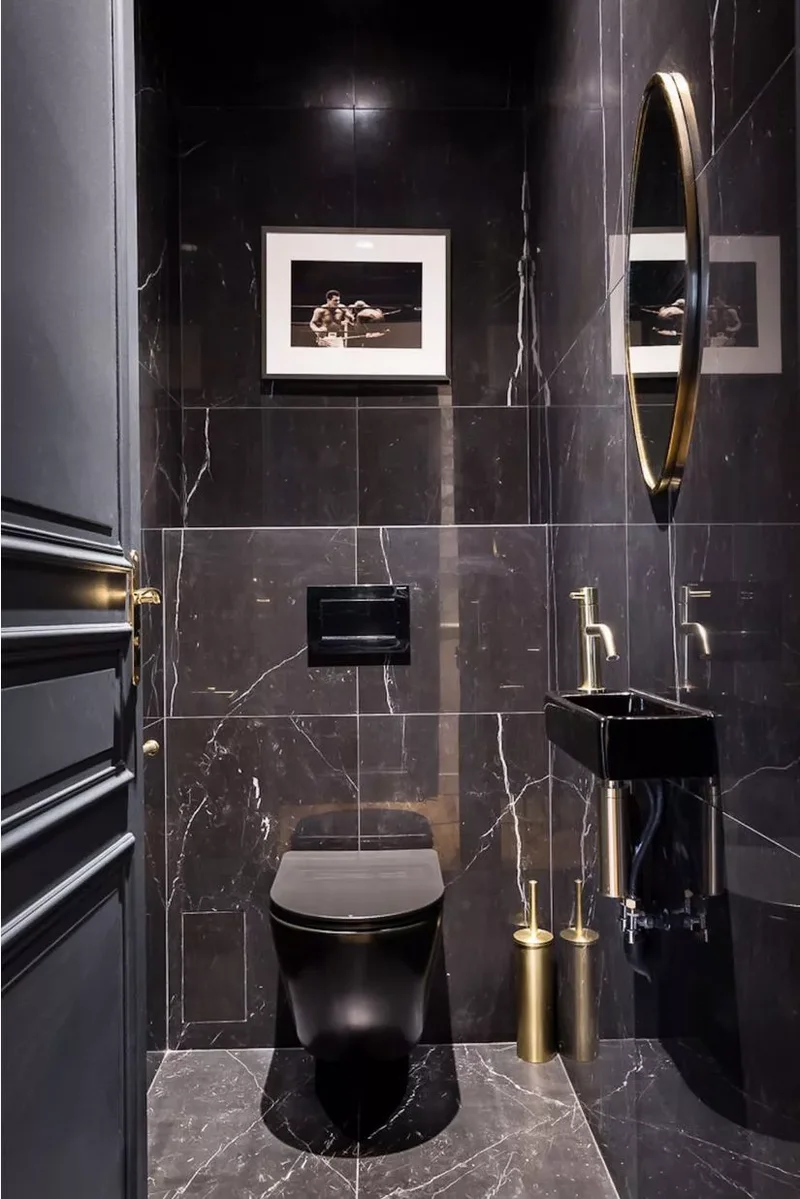 Black Marble Bathroom Floor