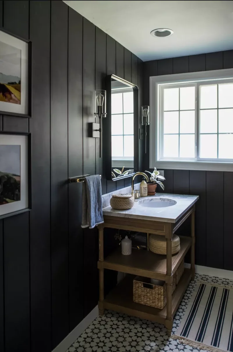 39 Shiplap Bathroom Designs From Farmhouse to Modern Style 3 Black Shiplap Bathroom