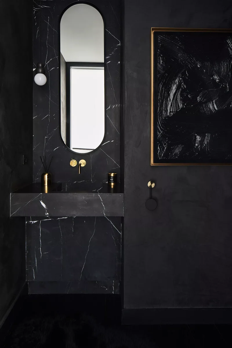 Black Stone Powder Room