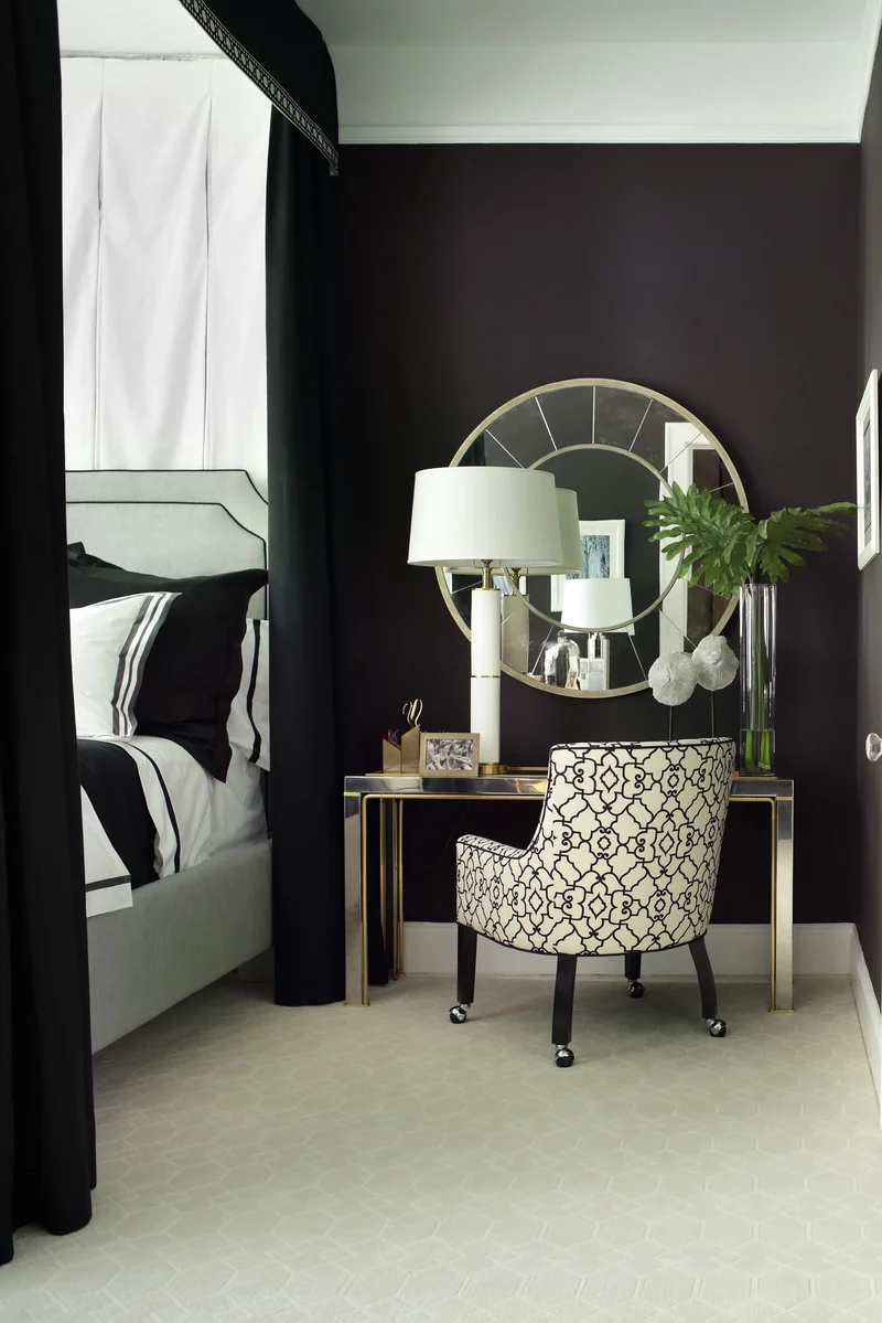 31 Sophisticated Black Bedroom Ideas for Your Dream Space 28 Black Walls with Curvy Furniture