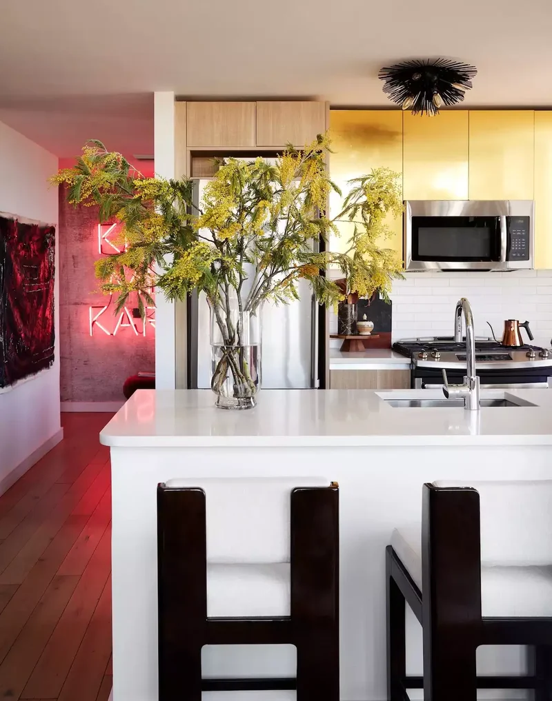 31 Kitchen Color Schemes for Every Style to Transform Your Space 22 Black + White + Gold