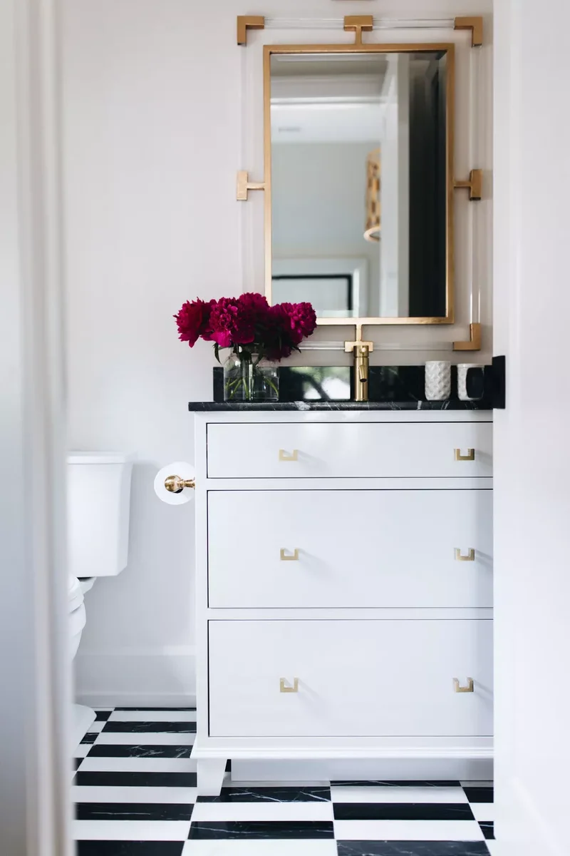 45 Elegant Bathroom Designs That Transform Your Home Spa 10 Black, White, and Gold