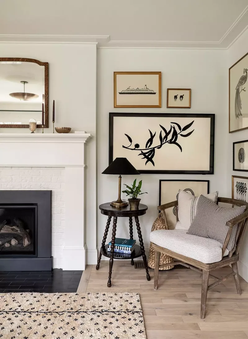 42 White Brick Fireplace Ideas to Modernize Your Living Space 22 Black-and-White Fireplace