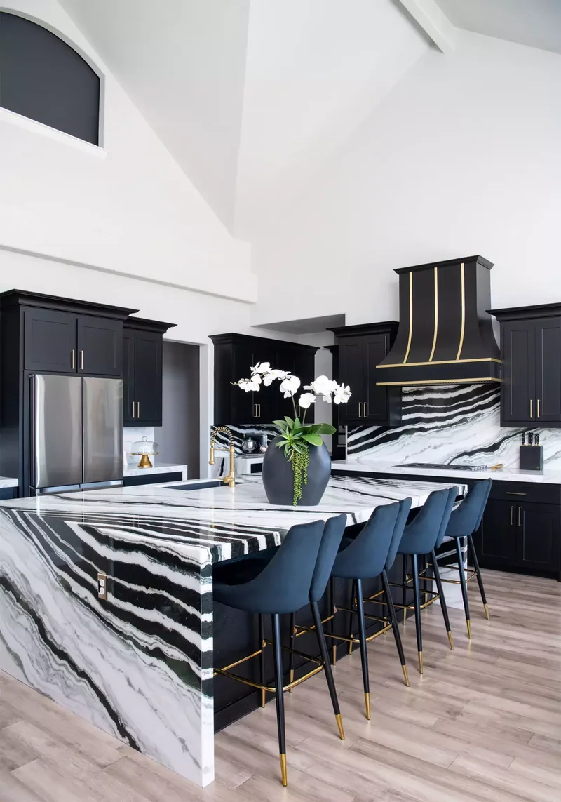 Black and White Kitchen Island