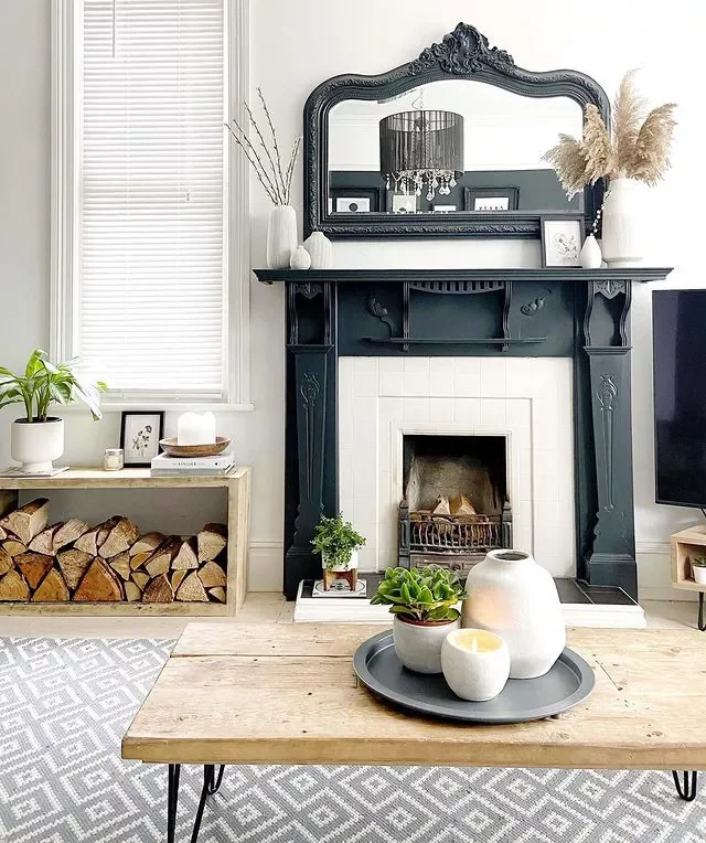 36 Beautiful Painted Fireplace Ideas for Your Home 32 Black and White Painted Fireplace