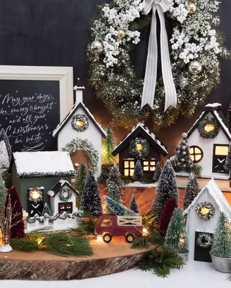 20 Christmas Village Display Ideas for Nostalgic Holidays 1 Black and White