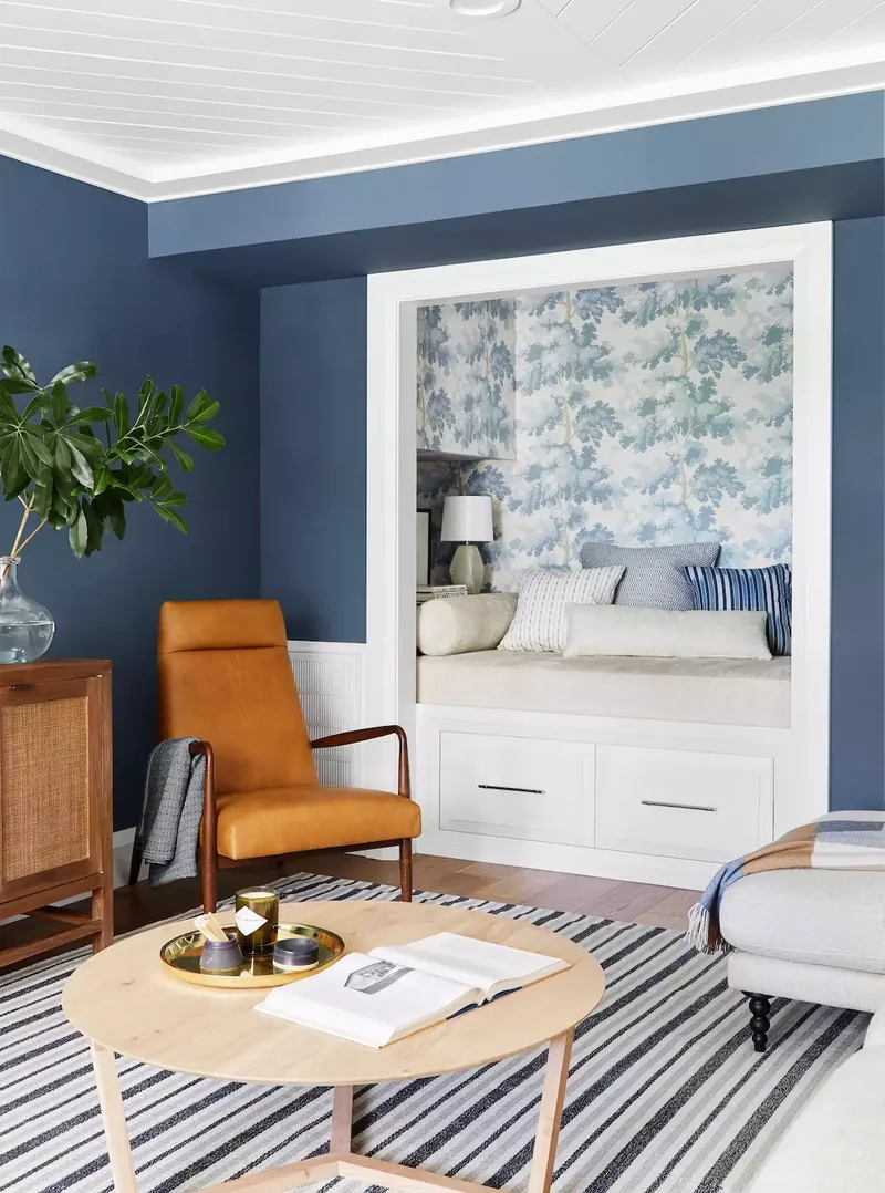 Blue Paint and Wallpaper