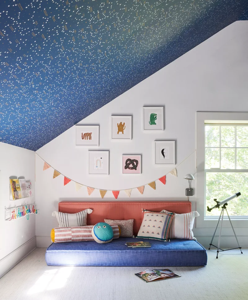 30 Beautiful Blue and White Bedroom Ideas for Restful Style 11 Blue Painted Ceiling