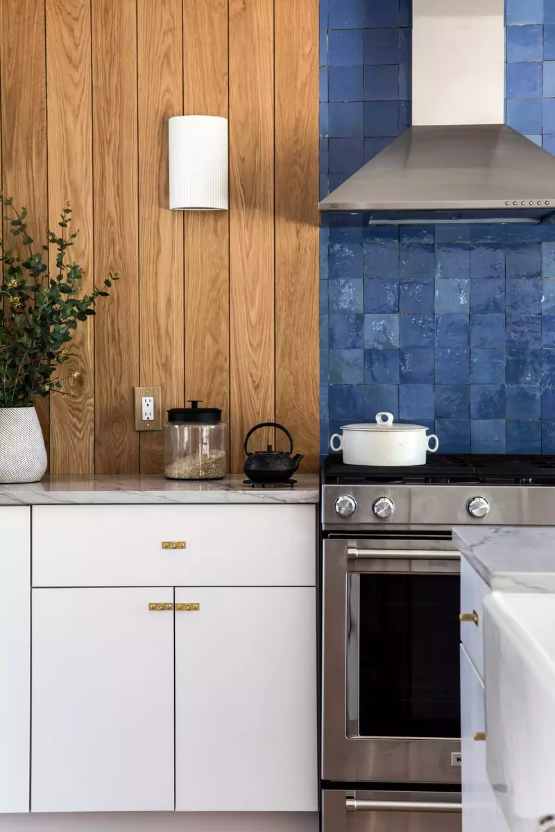 Blue Zellige Tile Backsplash