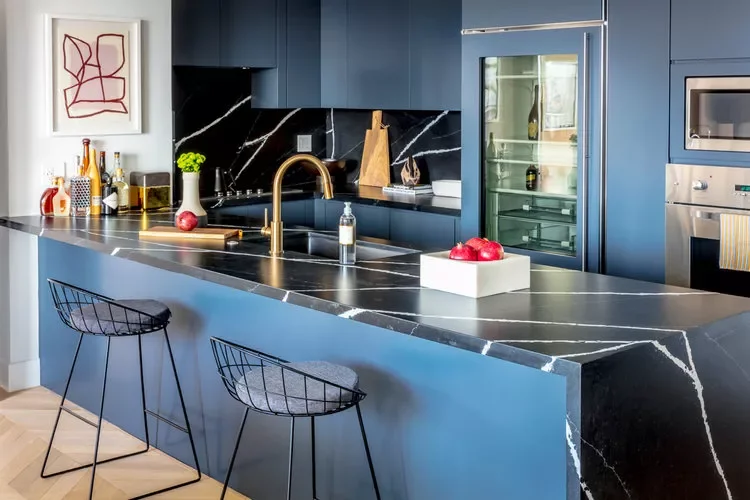 Blue and Black Contemporary Kitchen