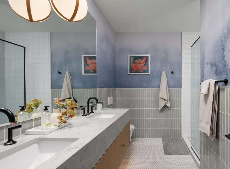 42 Vibrant Bathroom Color Ideas for Small Space Styling 20 Blue and Gray