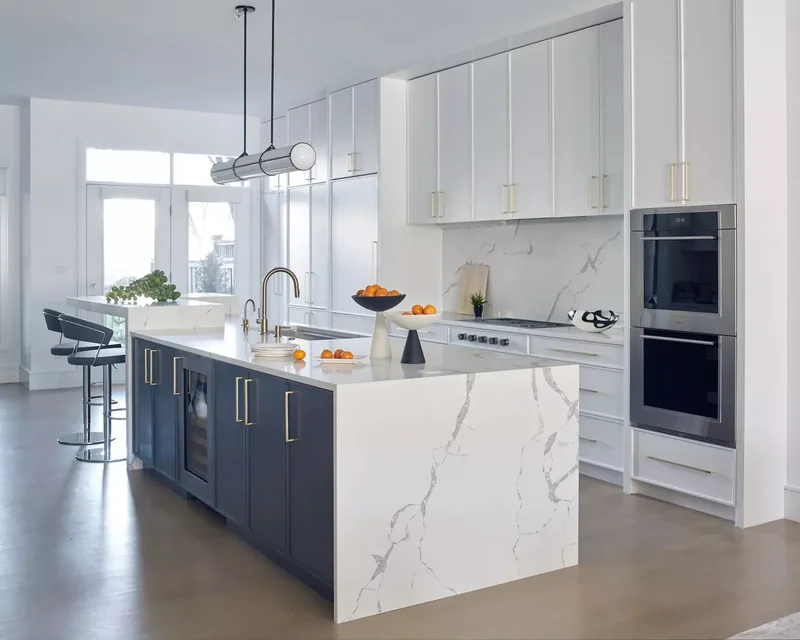 Blue and Marble Kitchen Island