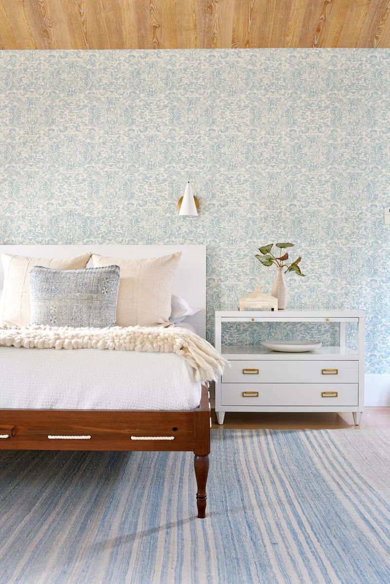 30 Beautiful Blue and White Bedroom Ideas for Restful Style 10 Blue and White Bedroom with Mixed Patterns