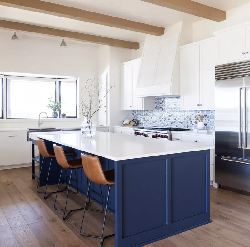 Blue and White Mediterranean-Inspired Kitchen