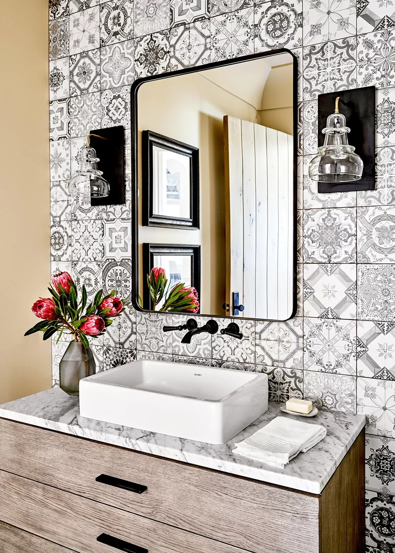 21 Beautiful Bathroom Backsplash Designs for Any Decor 2 Bold Bathroom Backsplash Tile
