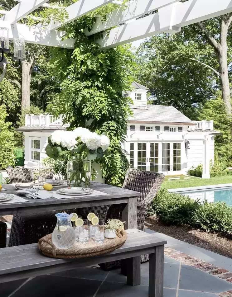 Brick-Border Slate Patio