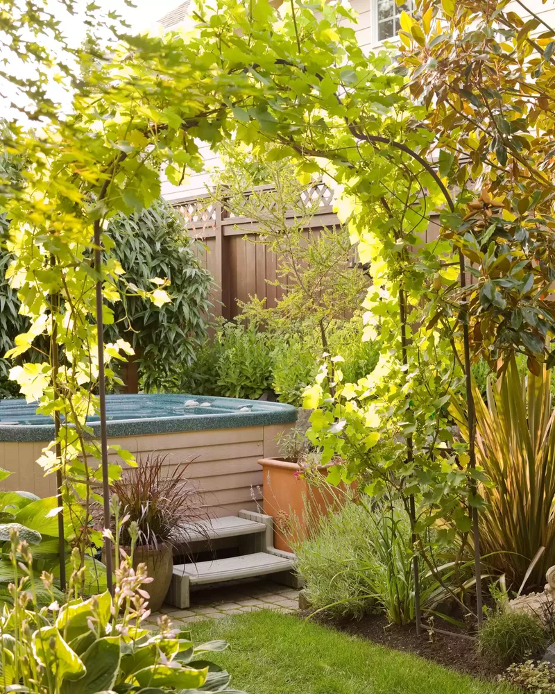 Brick Paver Hot Tub Deck With Arbor