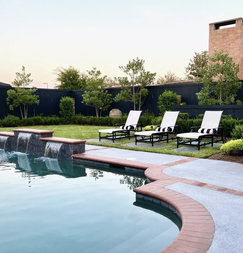 Brick-Trimmed Pool Patio