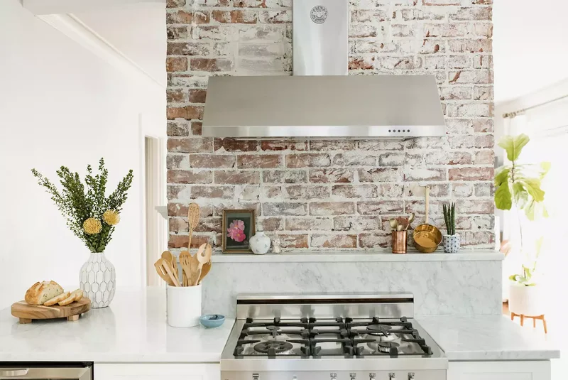 Brick and Marble Backsplash