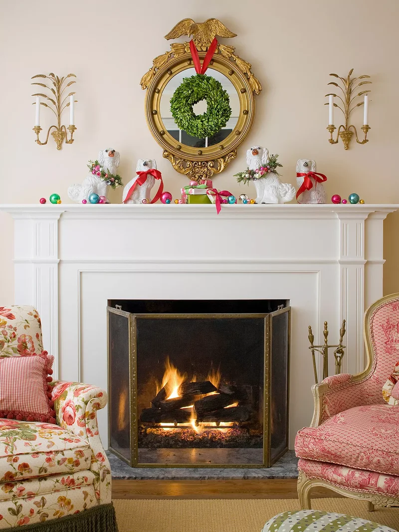 53 Stunning Christmas Mantel Decor Ideas for Your Home 4 Bright Mantel