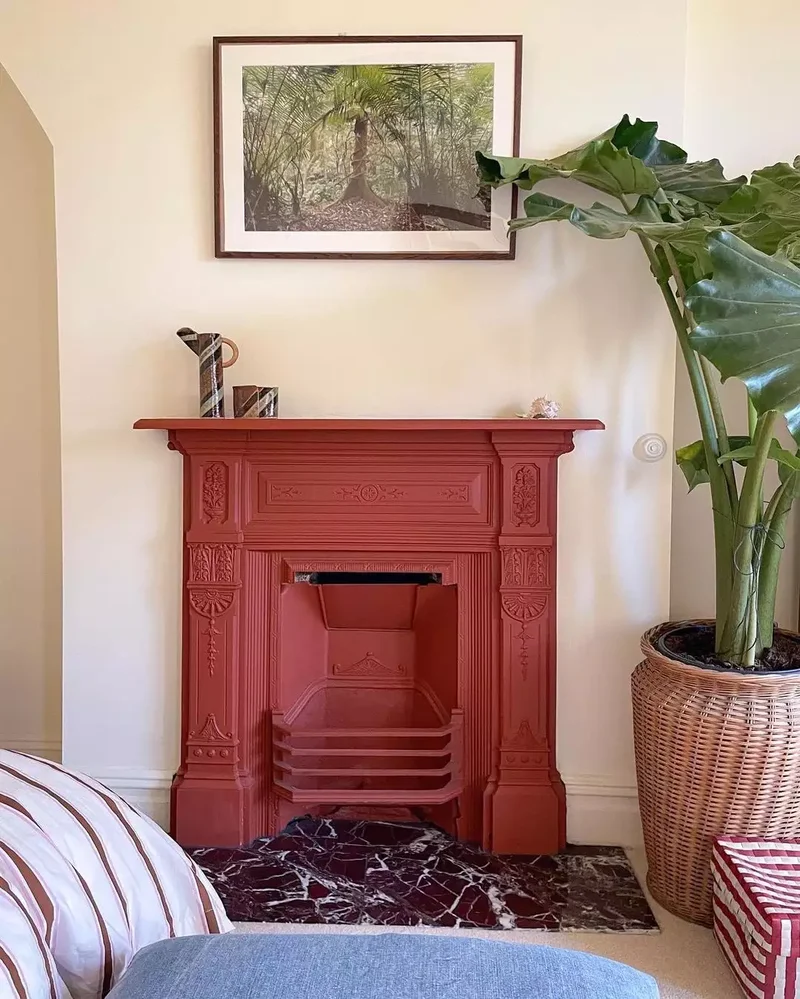 36 Beautiful Painted Fireplace Ideas for Your Home 3 Bright Red Painted Fireplace